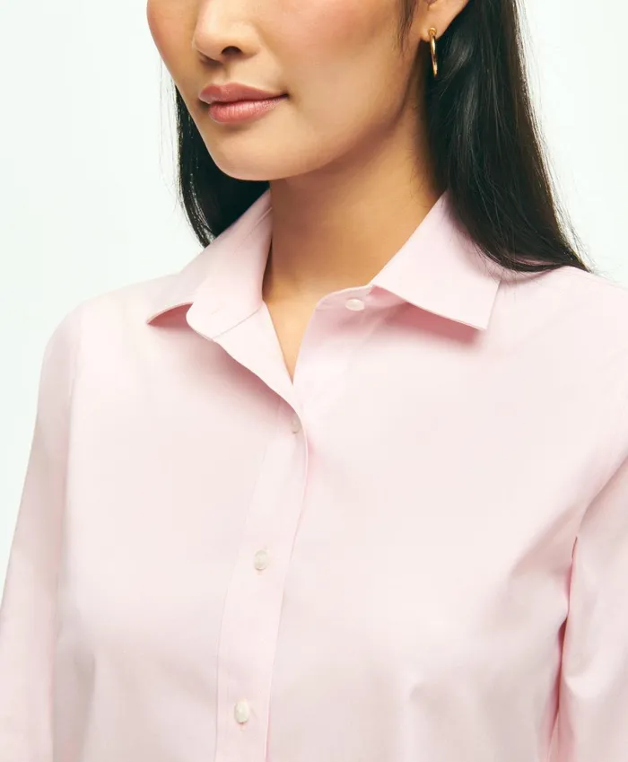 Blouses andamp Shirts Women Brooks Brothers ClassicFit NonIron Stretch Supima Cotton Dress Shirt Pink