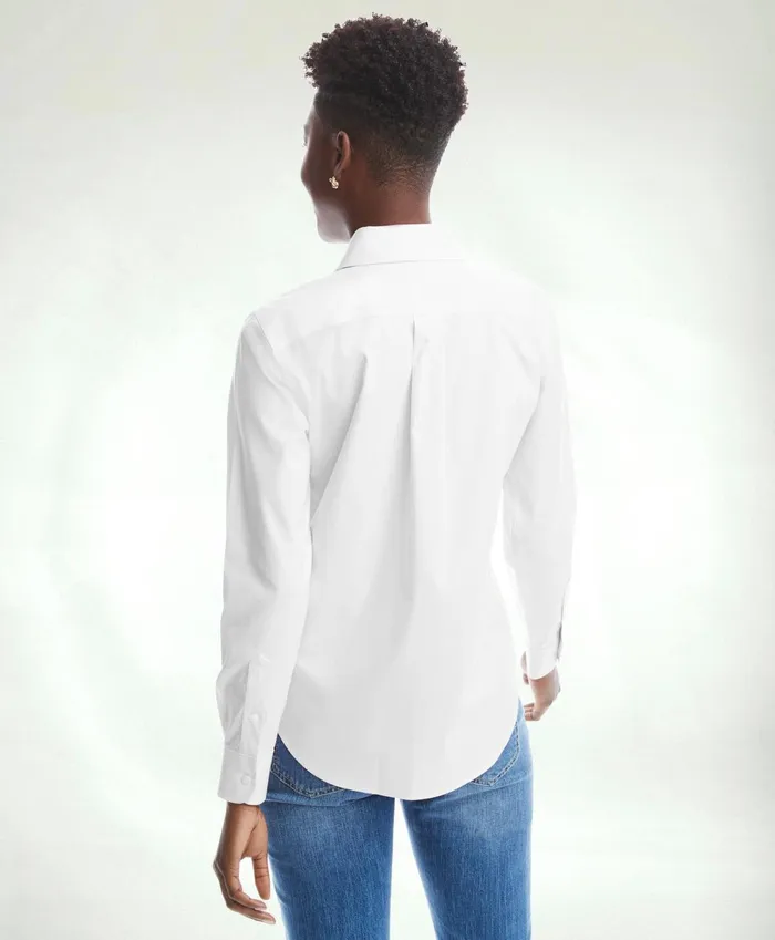 Blouses andamp Shirts Women Brooks Brothers ClassicFit NonIron Stretch Supima Cotton Dress Shirt White