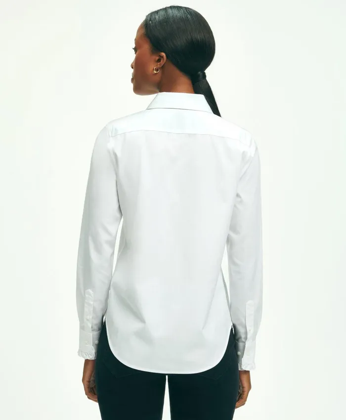 Blouses andamp Shirts Women Brooks Brothers Classic Fit Stretch Supima Cotton NonIron Tuxedo Blouse White