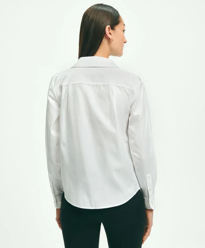 Blouses andamp Shirts Women Brooks Brothers Cotton BowNeck Blouse White