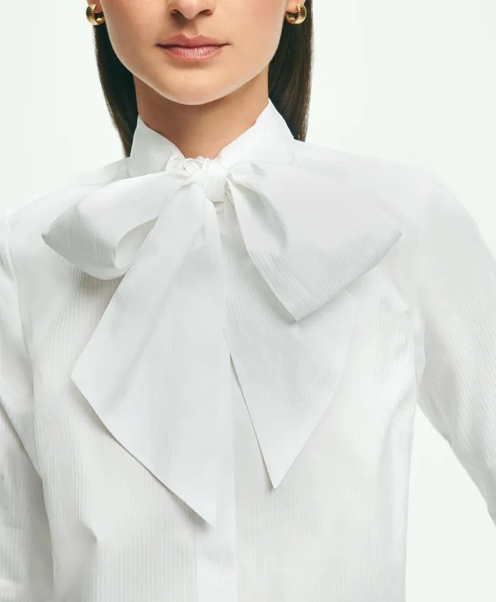 Blouses andamp Shirts Women Brooks Brothers Cotton BowNeck Blouse White
