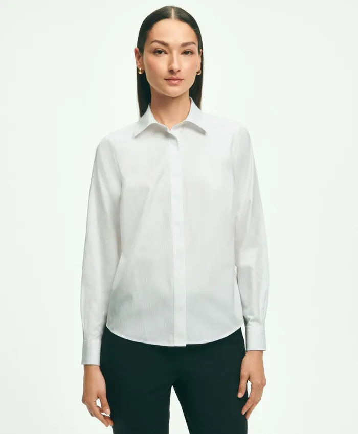 Blouses andamp Shirts Women Brooks Brothers Cotton BowNeck Blouse White