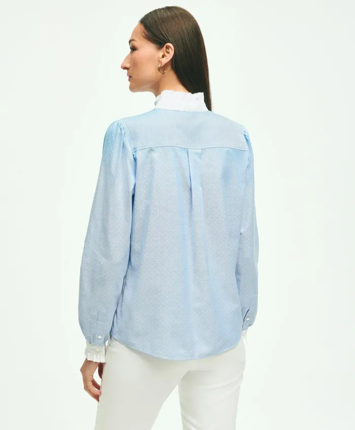 Blouses andamp Shirts Women Brooks Brothers Cotton Dobby Shirt Bluewhite