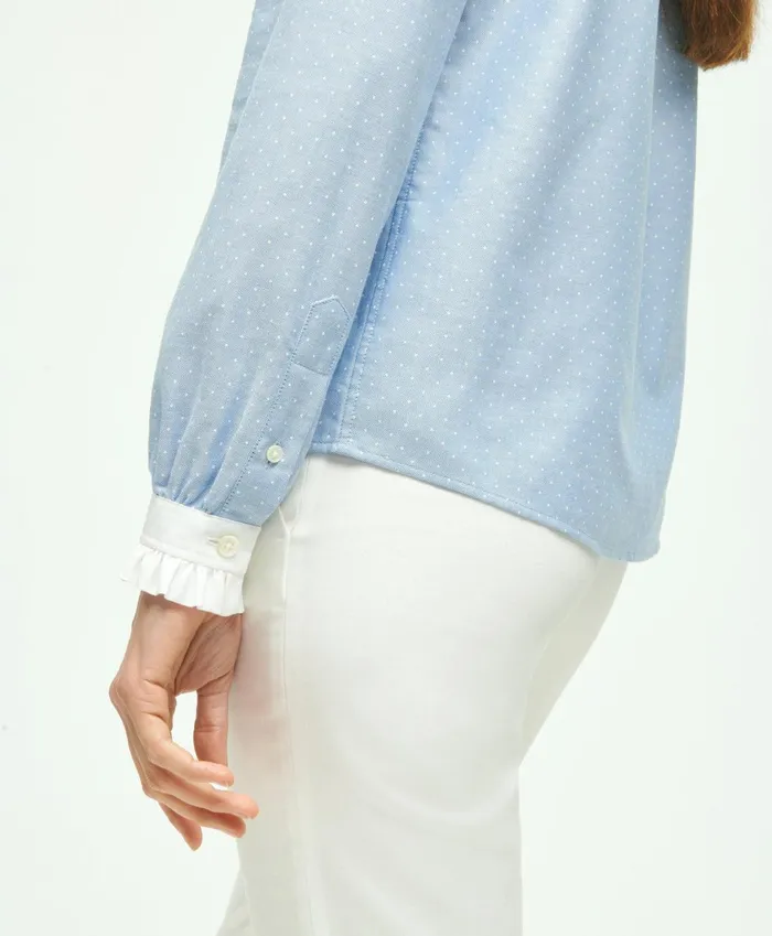 Blouses andamp Shirts Women Brooks Brothers Cotton Dobby Shirt Bluewhite