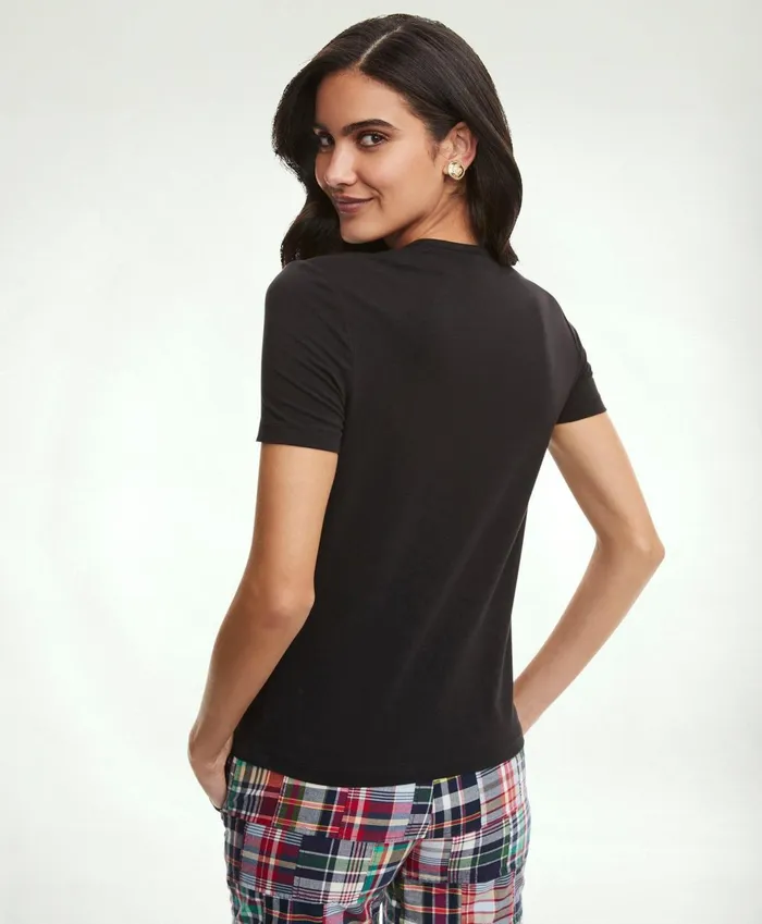 Blouses andamp Shirts Women Brooks Brothers Cotton Jersey Crewneck TShirt Black