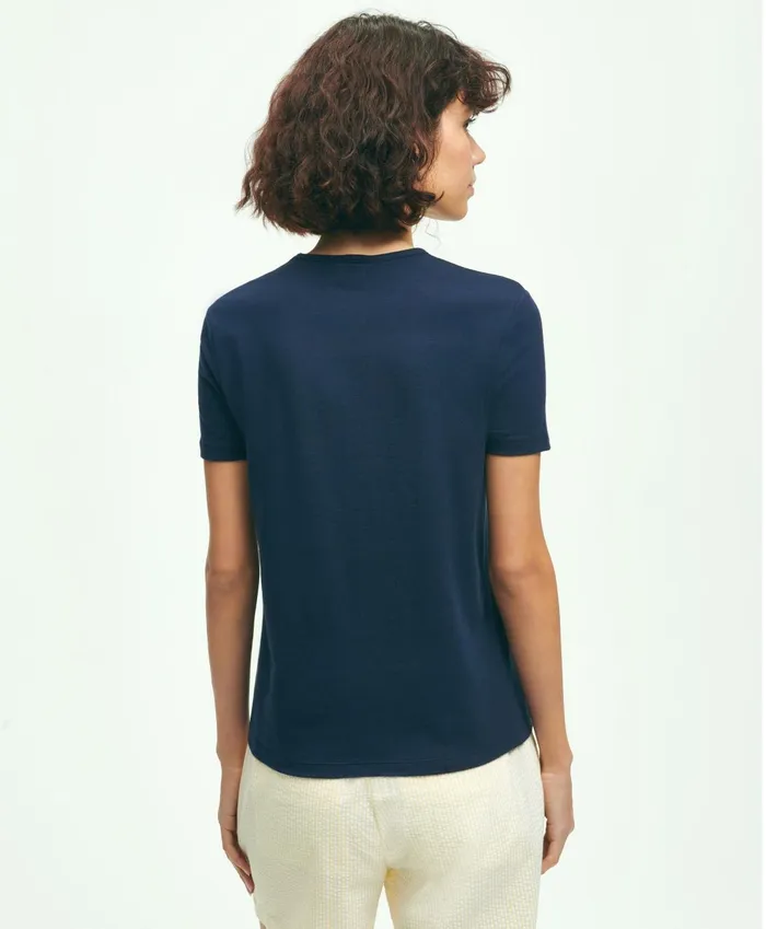 Blouses andamp Shirts Women Brooks Brothers Cotton Jersey Crewneck TShirt Navy