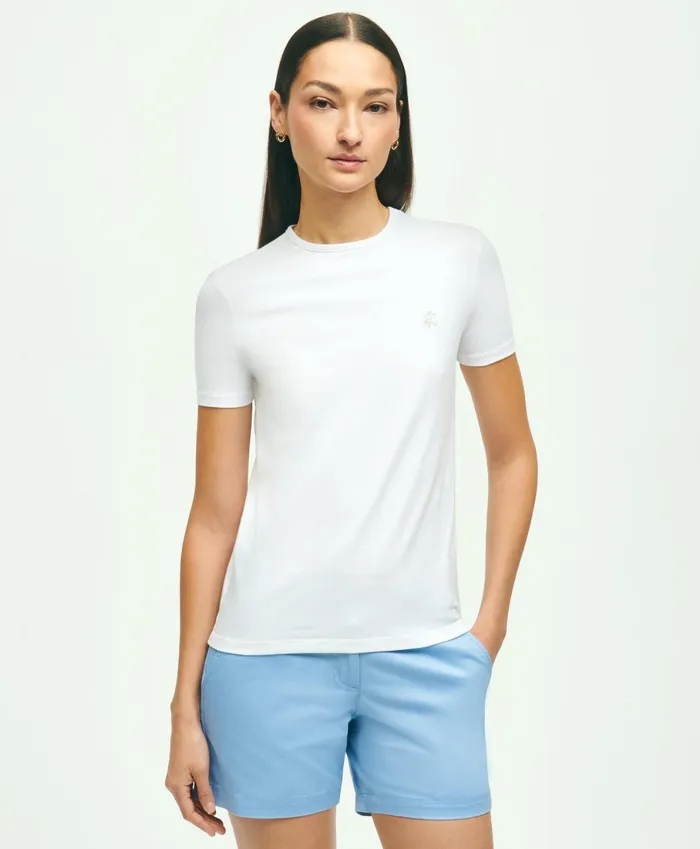 Blouses andamp Shirts Women Brooks Brothers Cotton Jersey Crewneck TShirt White