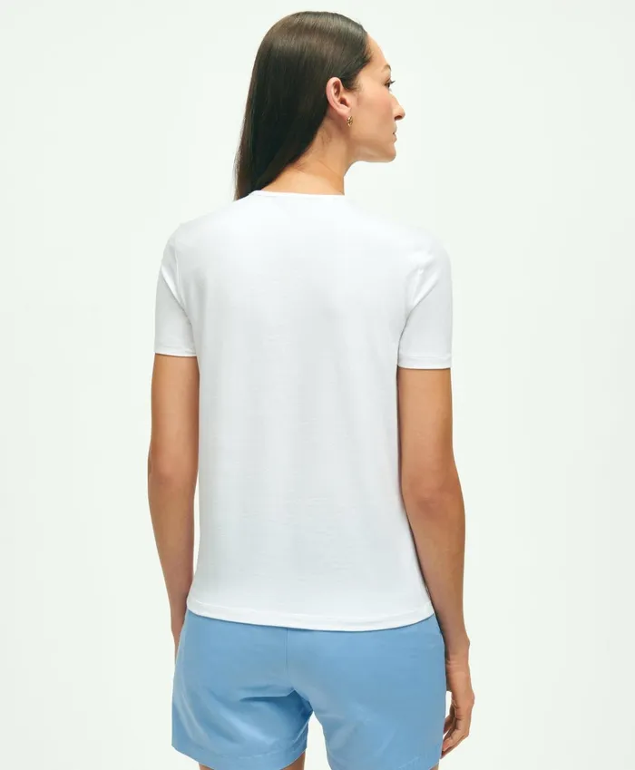 Blouses andamp Shirts Women Brooks Brothers Cotton Jersey Crewneck TShirt White