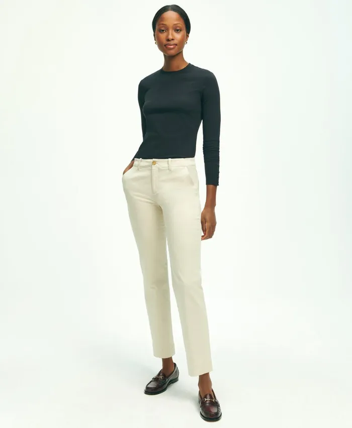 Blouses andamp Shirts Women Brooks Brothers Cotton Long Sleeved Crewneck Top Black