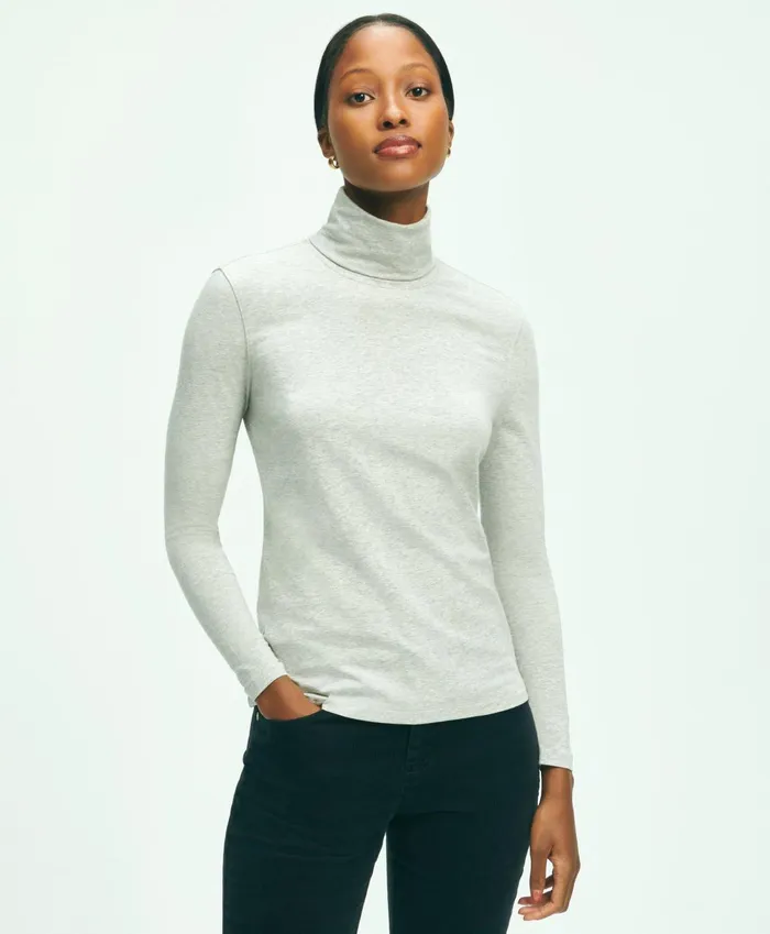 Blouses andamp Shirts Women Brooks Brothers Cotton Modal Turtleneck Grey