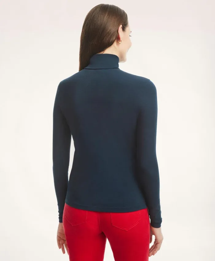 Blouses andamp Shirts Women Brooks Brothers Cotton Modal Turtleneck Navy