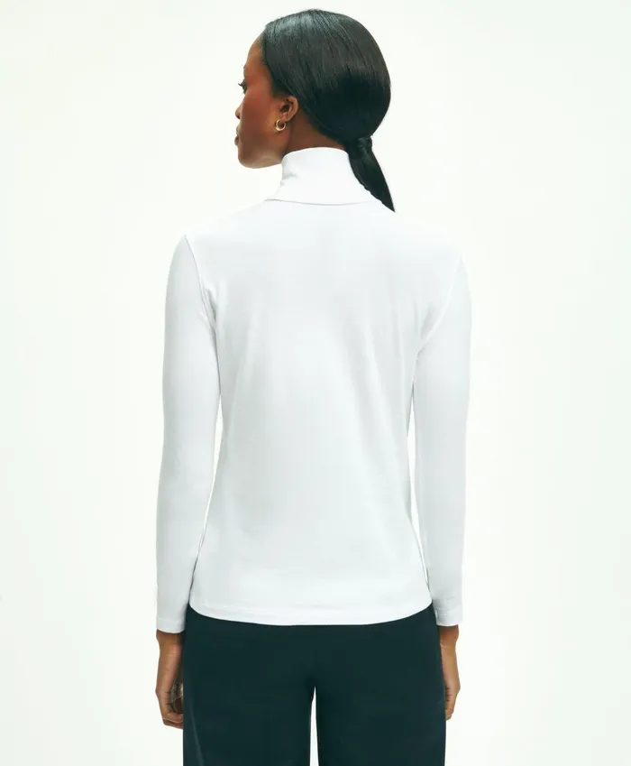 Blouses andamp Shirts Women Brooks Brothers Cotton Modal Turtleneck White
