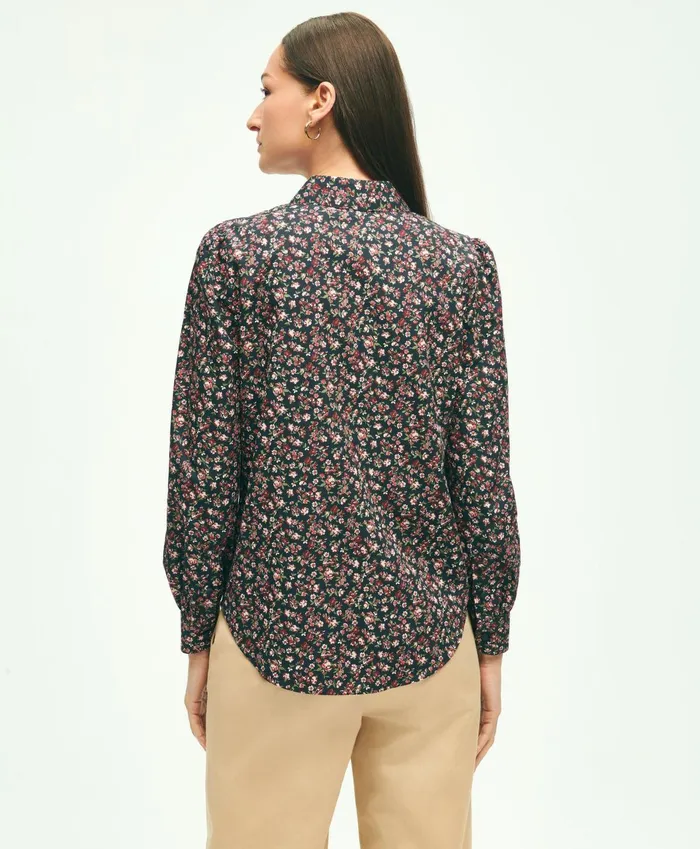 Blouses andamp Shirts Women Brooks Brothers Cotton Poplin Floral Shirt Pink Multi