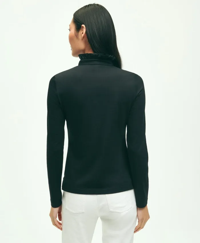 Blouses andamp Shirts Women Brooks Brothers Cotton Ruffled Henley Black