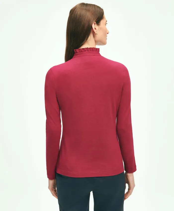 Blouses andamp Shirts Women Brooks Brothers Cotton Ruffled Henley Maroon