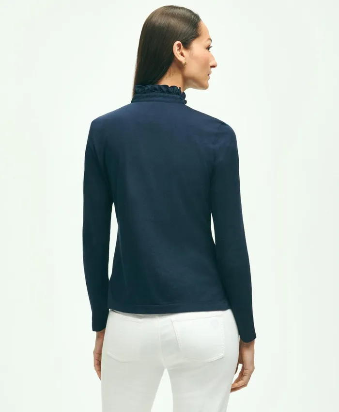 Blouses andamp Shirts Women Brooks Brothers Cotton Ruffled Henley Navy