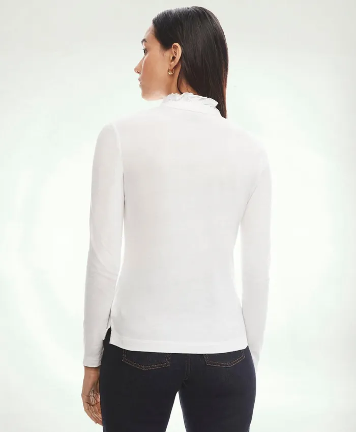 Blouses andamp Shirts Women Brooks Brothers Cotton Ruffled Henley White