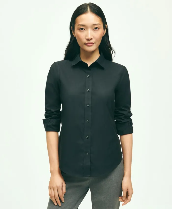 Blouses andamp Shirts Women Brooks Brothers Fitted NonIron Stretch Supima Cotton Dress Shirt Black Blouses andamp Shirts Women Brooks Brothers Fitted NonIron Stretch Supima Cotton Dress Shirt Black