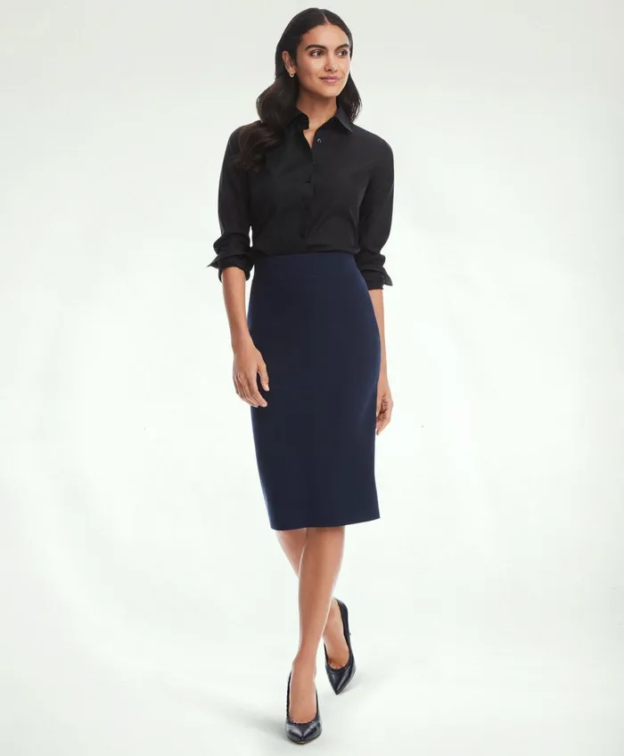 Blouses andamp Shirts Women Brooks Brothers Fitted NonIron Stretch Supima Cotton Dress Shirt Black