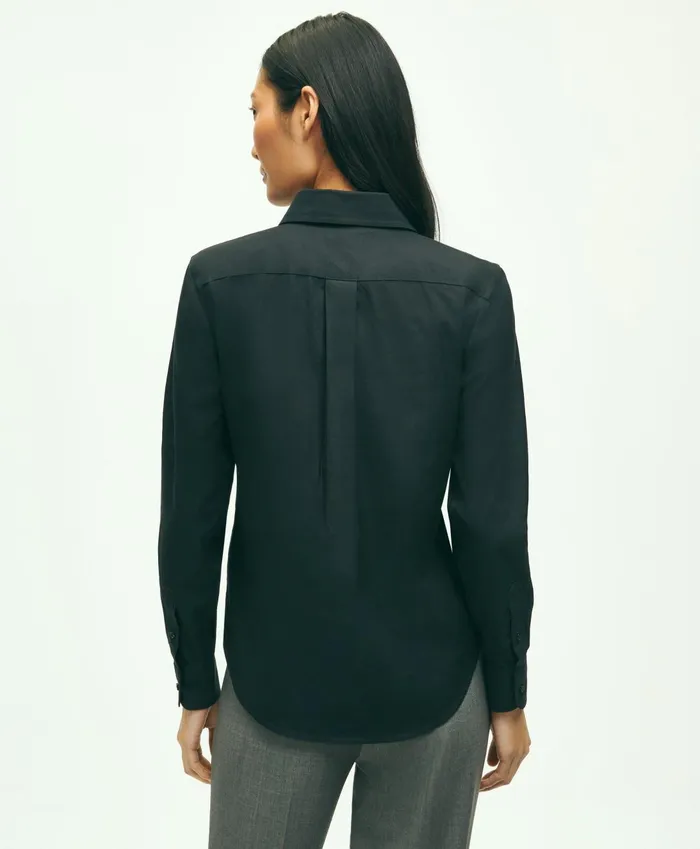 Blouses andamp Shirts Women Brooks Brothers Fitted NonIron Stretch Supima Cotton Dress Shirt Black