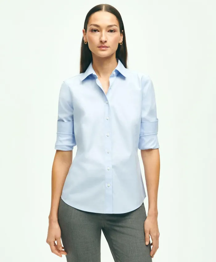 Blouses andamp Shirts Women Brooks Brothers Fitted NonIron Stretch Supima Cotton Dress Shirt Light Blue Blouses andamp Shirts Women Brooks Brothers Fitted NonIron Stretch Supima Cotton Dress Shirt Light Blue
