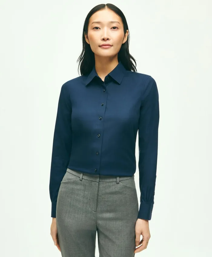 Blouses andamp Shirts Women Brooks Brothers Fitted NonIron Stretch Supima Cotton Dress Shirt Navy Blouses andamp Shirts Women Brooks Brothers Fitted NonIron Stretch Supima Cotton Dress Shirt Navy