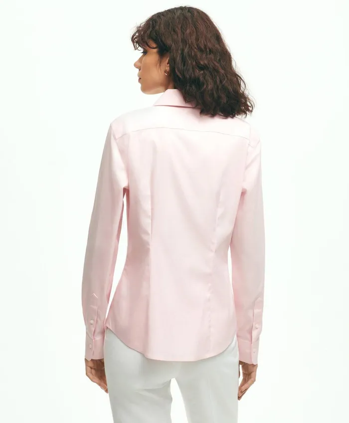 Blouses andamp Shirts Women Brooks Brothers Fitted NonIron Stretch Supima Cotton Dress Shirt Pink