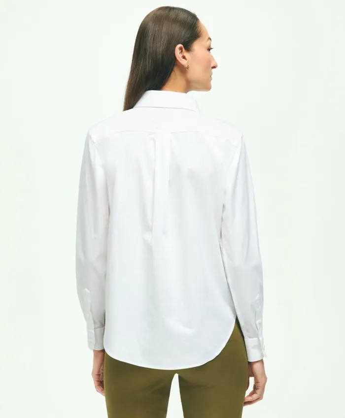 Blouses andamp Shirts Women Brooks Brothers Fitted NonIron Stretch Supima Cotton Dress Shirt White