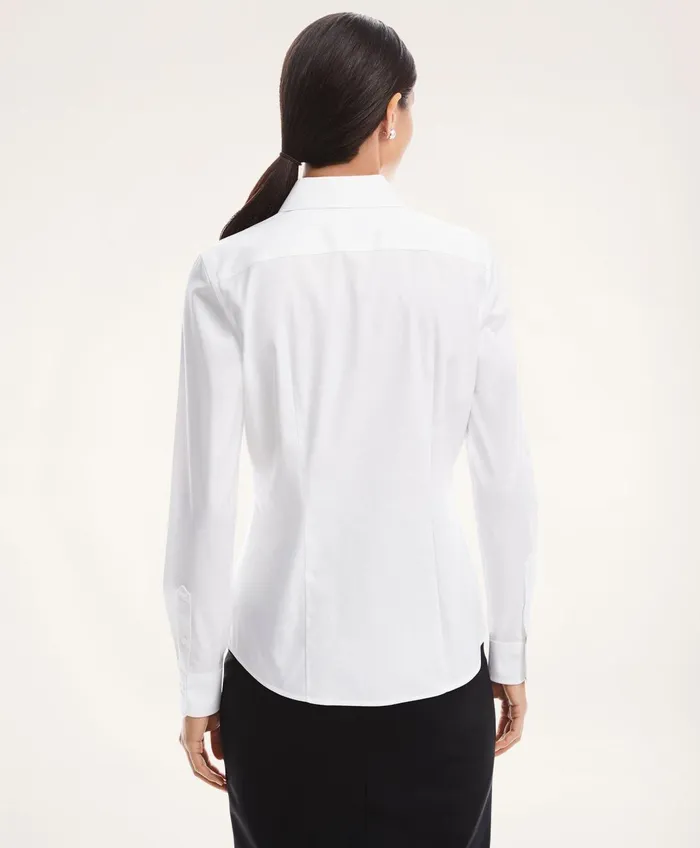 Blouses andamp Shirts Women Brooks Brothers Fitted NonIron Stretch Supima Cotton Dress Shirt White