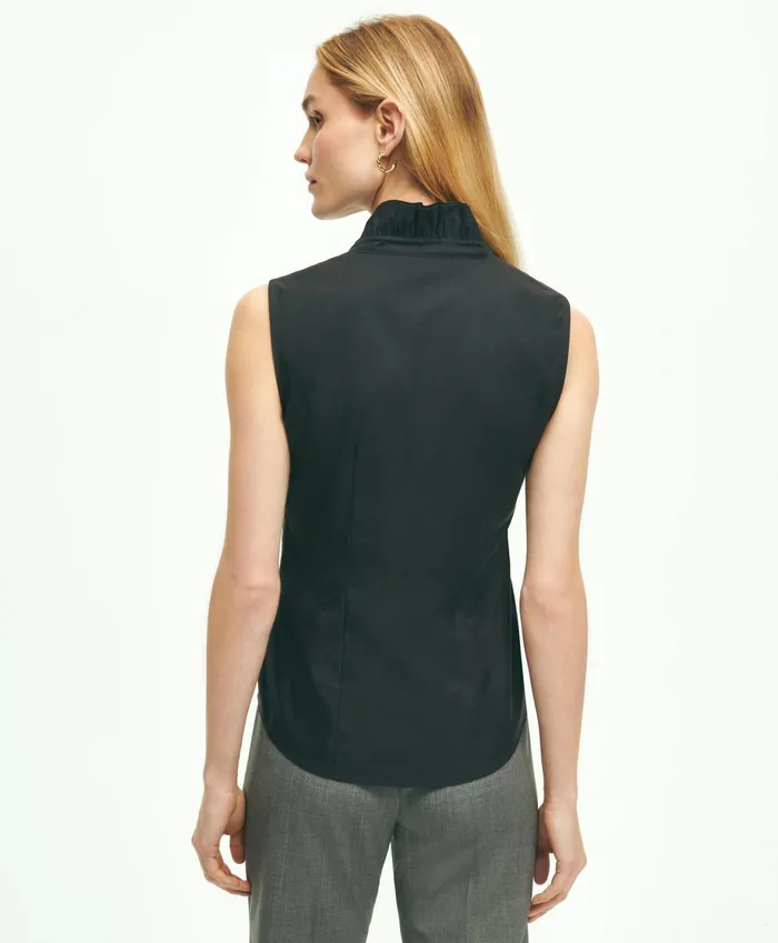 Blouses andamp Shirts Women Brooks Brothers Fitted NonIron Stretch Supima Cotton Ruffle Shirt Black