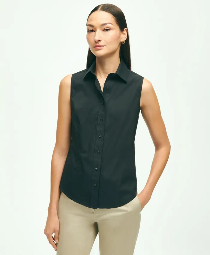Blouses andamp Shirts Women Brooks Brothers Fitted NonIron Stretch Supima Cotton Sleeveless Dress Shirt Black Blouses andamp Shirts Women Brooks Brothers Fitted NonIron Stretch Supima Cotton Sleeveless Dress Shirt Black