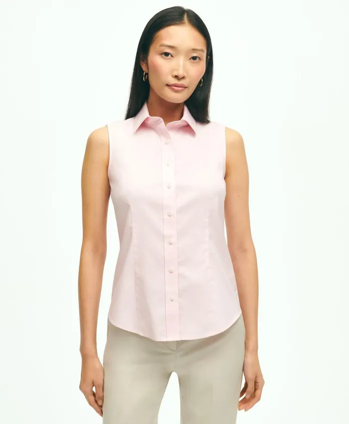 Blouses andamp Shirts Women Brooks Brothers Fitted NonIron Stretch Supima Cotton Sleeveless Dress Shirt Pink Blouses andamp Shirts Women Brooks Brothers Fitted NonIron Stretch Supima Cotton Sleeveless Dress Shirt Pink