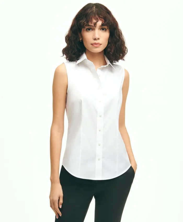 Blouses andamp Shirts Women Brooks Brothers Fitted NonIron Stretch Supima Cotton Sleeveless Dress Shirt White Blouses andamp Shirts Women Brooks Brothers Fitted NonIron Stretch Supima Cotton Sleeveless Dress Shirt White