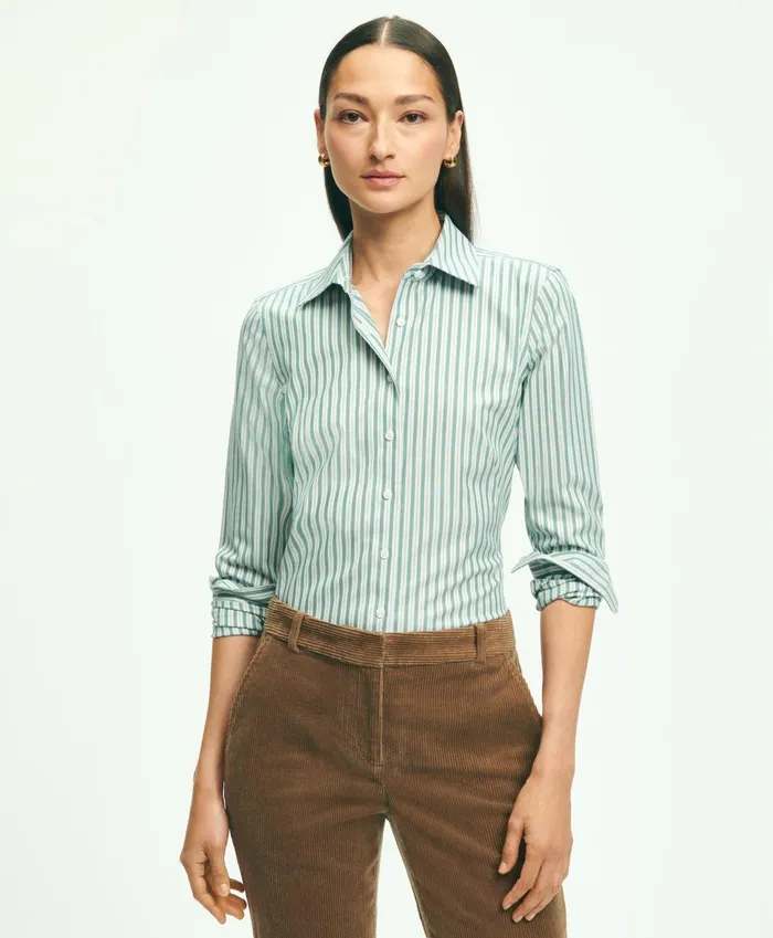 Blouses andamp Shirts Women Brooks Brothers Fitted Stretch Supima Cotton NonIron MultiStripe Dress Shirt Green Blouses andamp Shirts Women Brooks Brothers Fitted Stretch Supima Cotton NonIron MultiStripe Dress Shirt Green