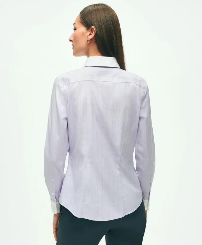 Blouses andamp Shirts Women Brooks Brothers Fitted Stretch Supima Cotton NonIron Striped Dress Shirt Lavenderwhite