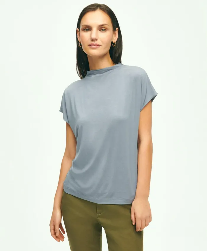 Blouses andamp Shirts Women Brooks Brothers Jersey Cap Sleeve Top Grey