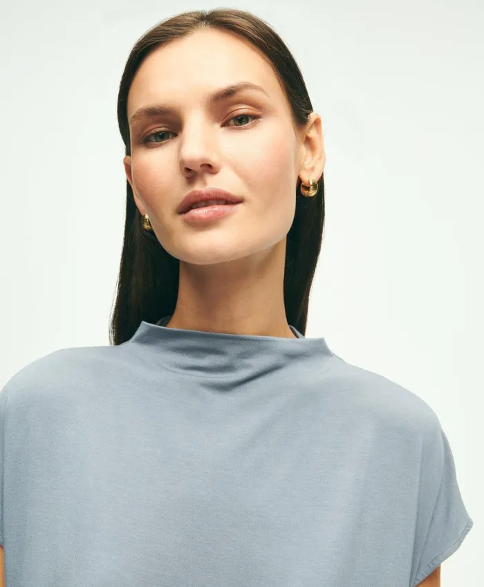 Blouses andamp Shirts Women Brooks Brothers Jersey Cap Sleeve Top Grey