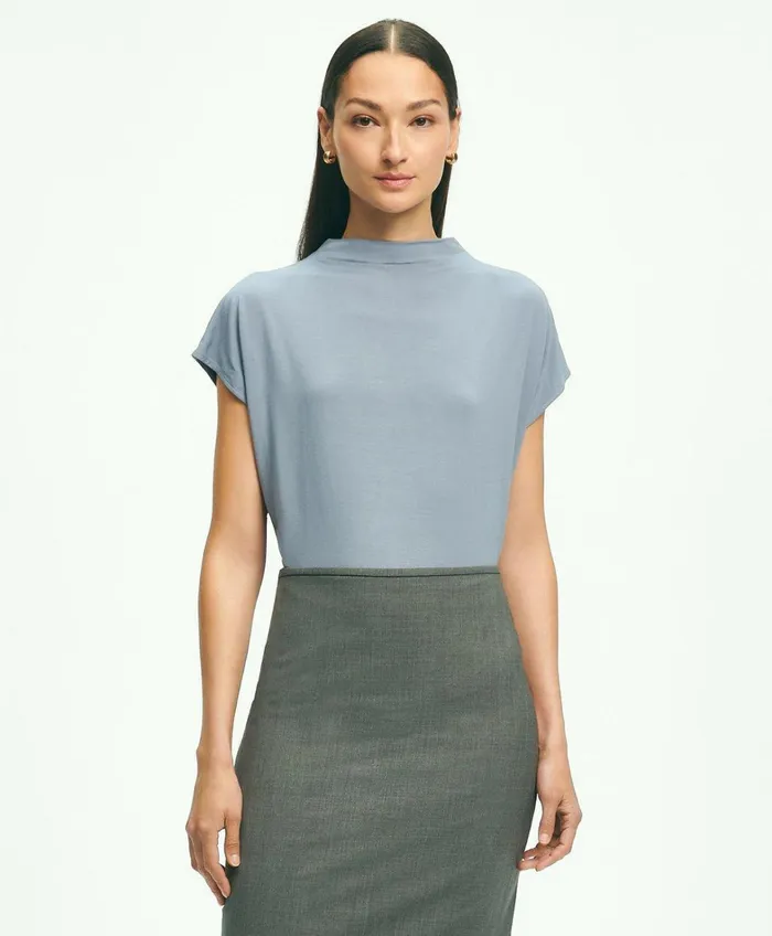 Blouses andamp Shirts Women Brooks Brothers Jersey Cap Sleeve Top Grey