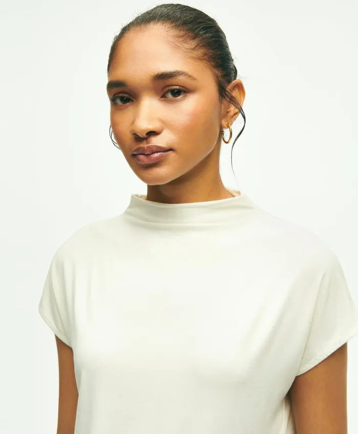 Blouses andamp Shirts Women Brooks Brothers Jersey Cap Sleeve Top Off White