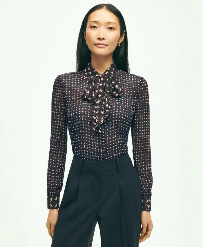 Blouses andamp Shirts Women Brooks Brothers Mixed Plaid Print Bow Neck Blouse Navy Multi Blouses andamp Shirts Women Brooks Brothers Mixed Plaid Print Bow Neck Blouse Navy Multi