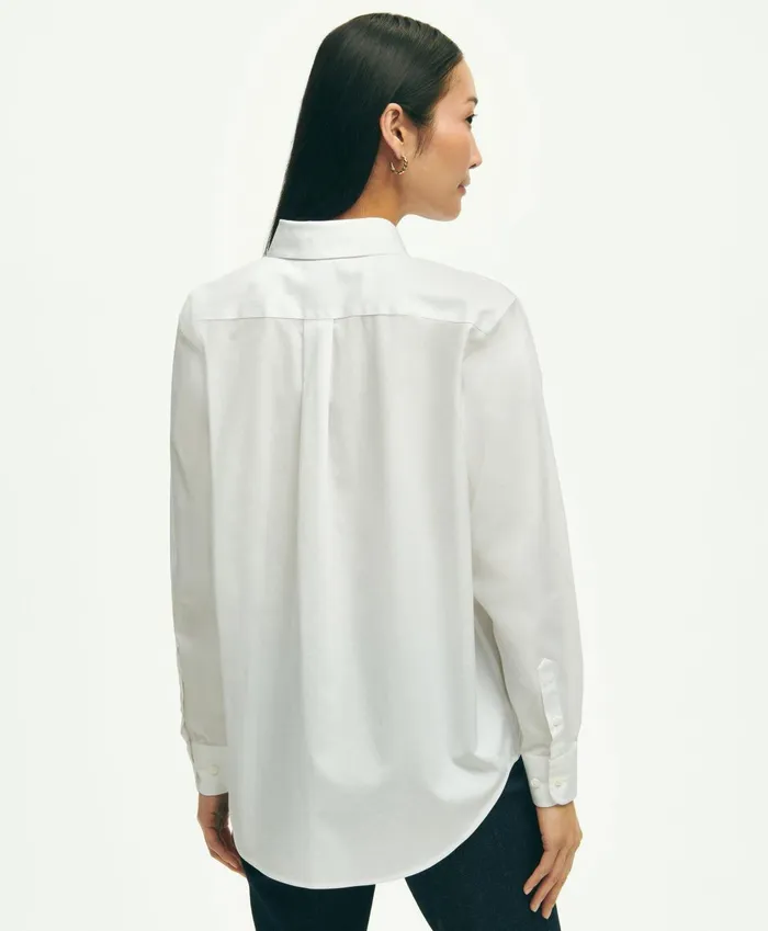 Blouses andamp Shirts Women Brooks Brothers Relaxed Fit Stretch Supima Cotton NonIron Dress Shirt White