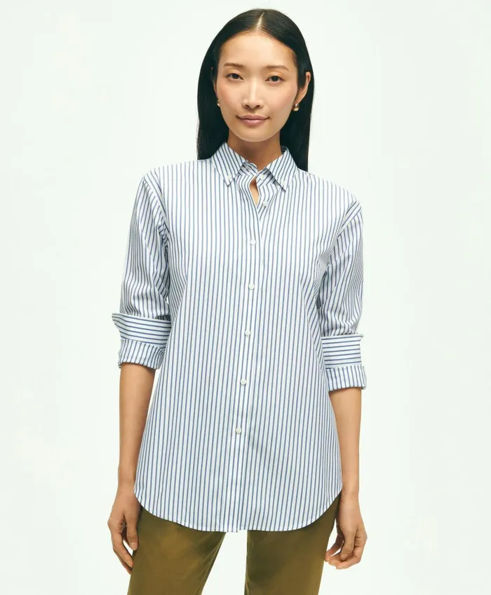 Blouses andamp Shirts Women Brooks Brothers Relaxed Fit Stretch Supima Cotton NonIron Striped Dress Shirt Navywhite Blouses andamp Shirts Women Brooks Brothers Relaxed Fit Stretch Supima Cotton NonIron Striped Dress Shirt Navywhite