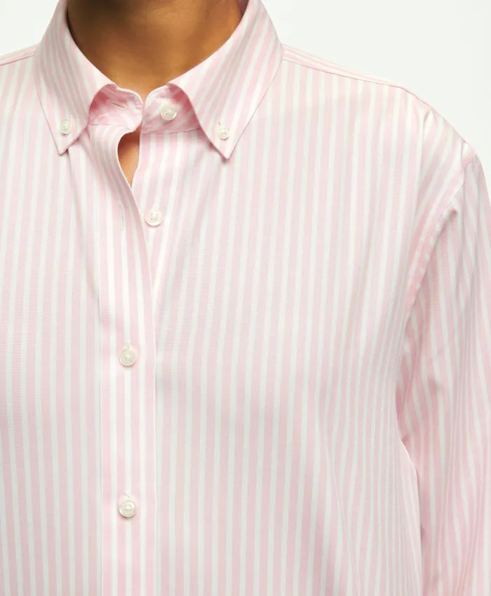 Blouses andamp Shirts Women Brooks Brothers Relaxed Fit Stretch Supima Cotton NonIron Striped Dress Shirt Pinkwhite