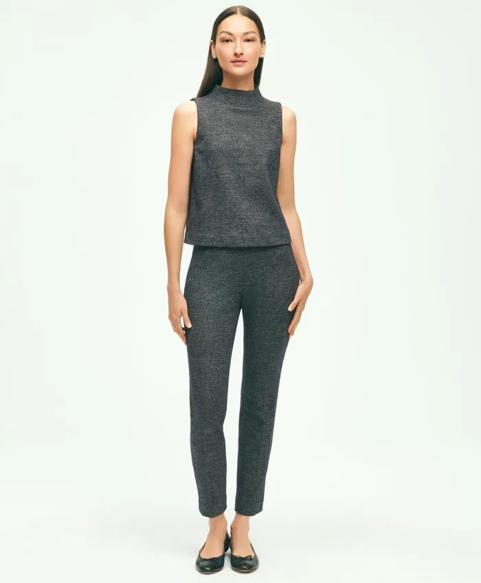 Blouses andamp Shirts Women Brooks Brothers Sleeveless Cotton Wool Blend Glenn Plaid Top Grey Multi
