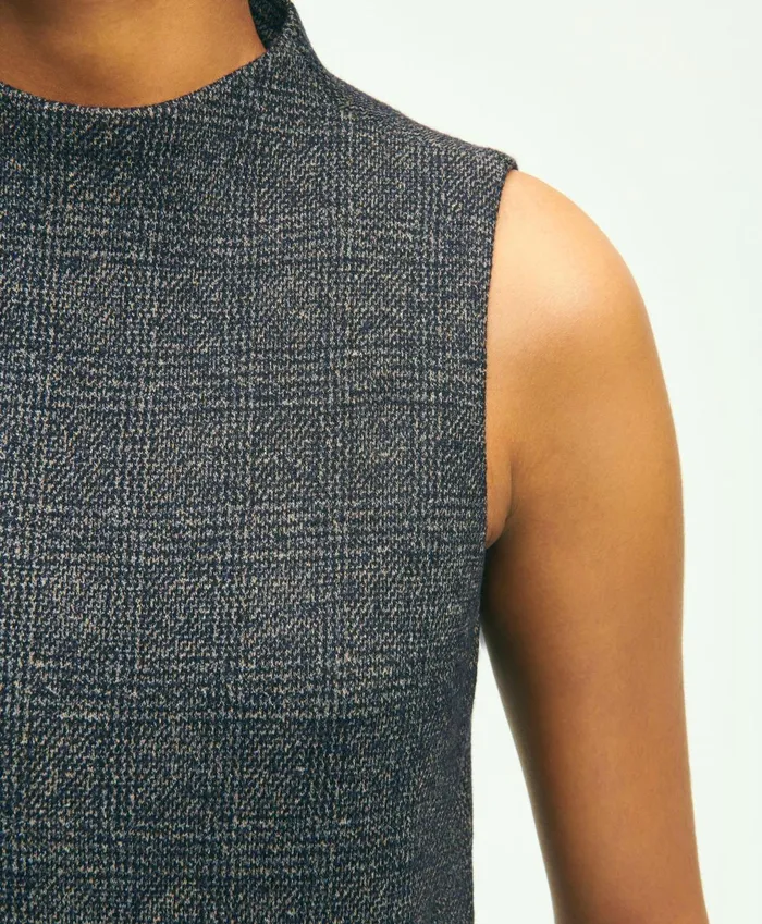 Blouses andamp Shirts Women Brooks Brothers Sleeveless Cotton Wool Blend Glenn Plaid Top Grey Multi