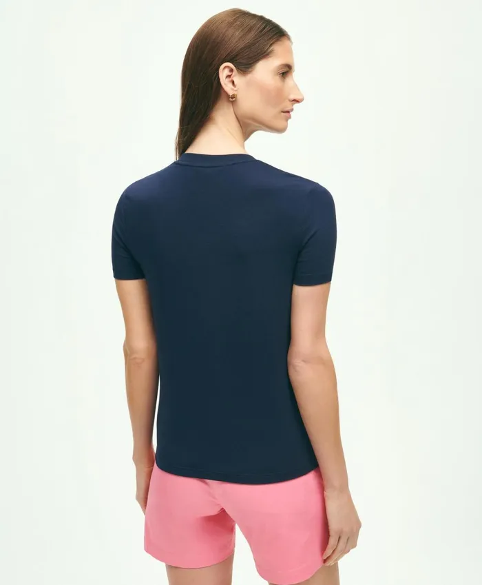 Blouses andamp Shirts Women Brooks Brothers Stretch Cotton VNeck TShirt Navy