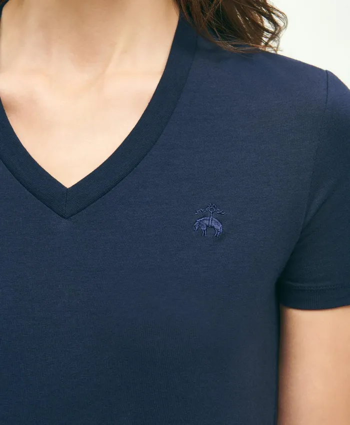 Blouses andamp Shirts Women Brooks Brothers Stretch Cotton VNeck TShirt Navy