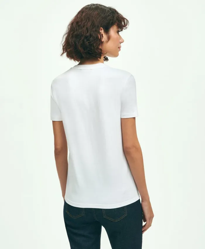 Blouses andamp Shirts Women Brooks Brothers Stretch Cotton VNeck TShirt White