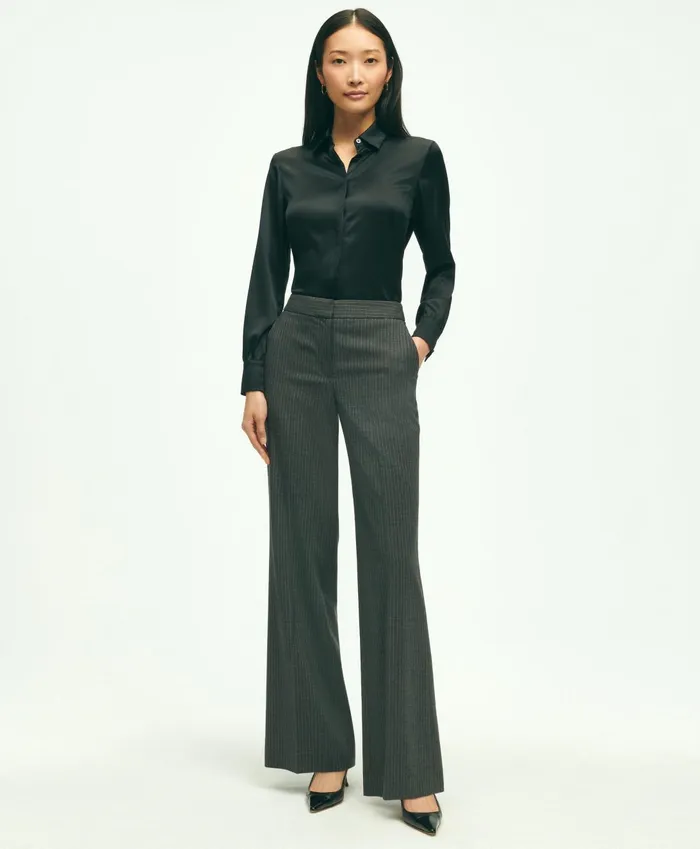 Blouses andamp Shirts Women Brooks Brothers Stretch Silk Blouse Black