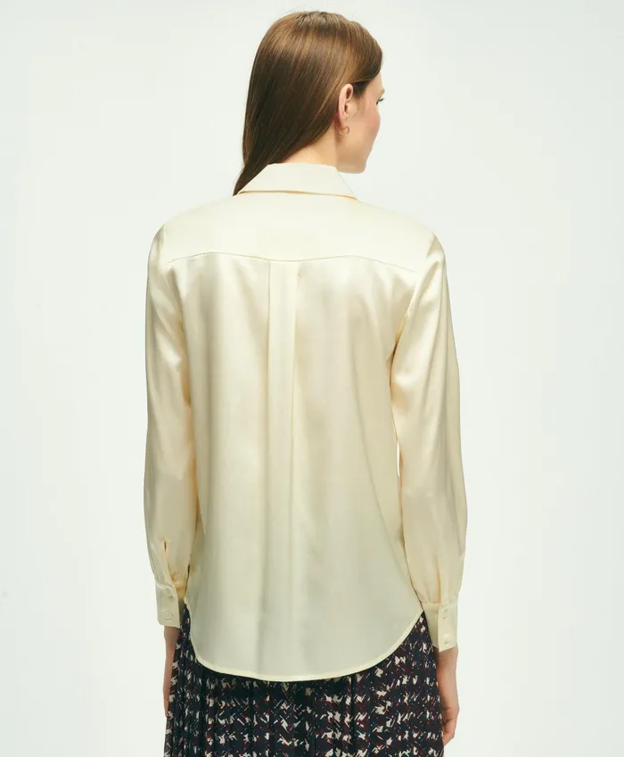 Blouses andamp Shirts Women Brooks Brothers Stretch Silk Blouse White